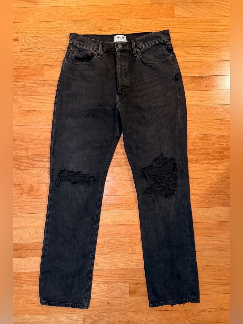 AGOLDE Black Distressed Vintage Denim Jeans Size 29  #basic #90’s